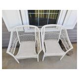 2 White Wicker Chairs