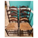 Set of 4 Ladder Back Chairs with Rush Seats