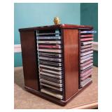 Wood Spinning Carousel CD  Holder with CDs