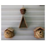 Wooden & Woven Bird Houses