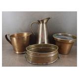 Vintage Copper Pitchers, Bowl, & Bucket