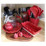 Red/ Black/ White Kitchen Set w/ Utensils