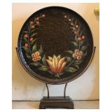 Hammered Hand Painted Tray on Display Stand