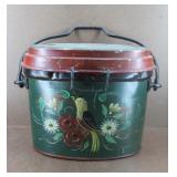 Mid Century English Hand Painted Tole Bucket