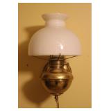 Millers Vestal Brass & Milk Glass Hurricane Light