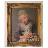 Young Knitter Asleep By Jean-Baptiste Framed