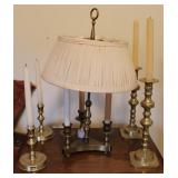 Vintage Brass Lamp w/ Candle Holders