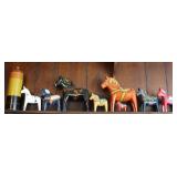 Swedish Dala Horses w/ Wooden Jar