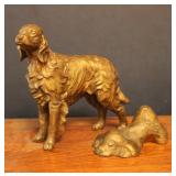 Brass Dog Paperweight & Figure