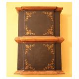 2 Small Black & Gold Gilded Wall Shelves