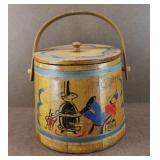 Vintage Folk Art Painted Sugar Bucket