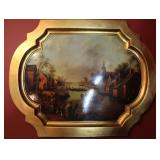 Vintage Gold Gilded Large Plastic Serving Tray