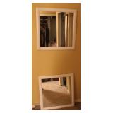 2 Large Square White Painted Mirrors