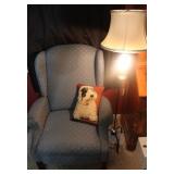 Vintage Armchair w/ Cast Iron Arm Lamp