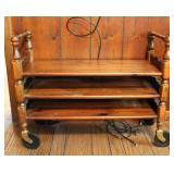 Vintage Wooden 3 Tier Rolling Cart