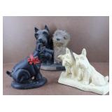 Cast Iron Scottie Dog Door Stops w/ Plastic Decor