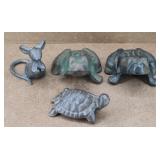 Cast Iron Frogs, Mouse, & Turtle