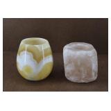 Himalayan Rock Salt & Agate Stone Candle Holders
