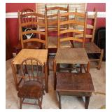 Collection of Vintage Wooden Chairs & Stool