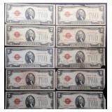 10pc 1928 Red Seal $2