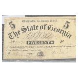 1863 Georgia Confederate 5 Cents