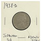 1938-D Details Filler Jefferson Nickel