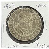 1959 Silver Mexico 1 Peso