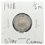1918 Silver Germany Half Mark