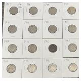 16pc Different Date Liberty V Nickels