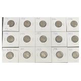 15pc Different Date Buffalo Nickels