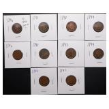10pc 1890s Indian Head Cents