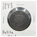 1843 Petite Head Large Cent