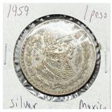 1959 Silver Mexico 1 Peso