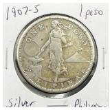 1907-S Silver Philippino 1 Peso