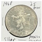 1968 Silver Mexico Olympics 25 Peso