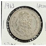 1963 Silver Mexico 1 Peso