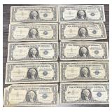 10pc 1957 Silver Certificates