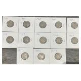 13pc Different Date Buffalo Nickels