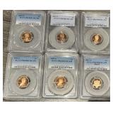 6pc Lincoln Cents PCGS PR69RD DCAM