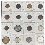 16pc Foreign Coins