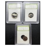 1969-S Quarter, Nickel, & Dime PR70