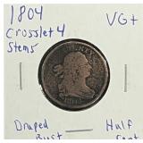 1804 Crosslet 4 Stems Draped Bust Half Cent