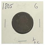 1805 Draped Bust 1/2 Cent