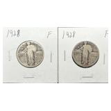 2pc 1928 Standing Liberty Quarters