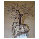 Twisted Copper Wire Tree on Rock Art Sculpture