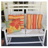 White Rocker Bench w/ Cushions