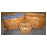 3 Genuine Hand Woven Longaberger Baskets
