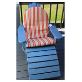 Blue Wooden Patio Lounge Chair w/ Cushion