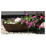 Metal Flower Bed Boat w/ Flowers