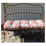 Metal Red Bench w/ Cushion